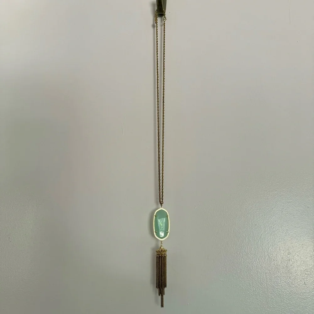 Kendra Scott long gold and green necklace - Picture 3 of 5